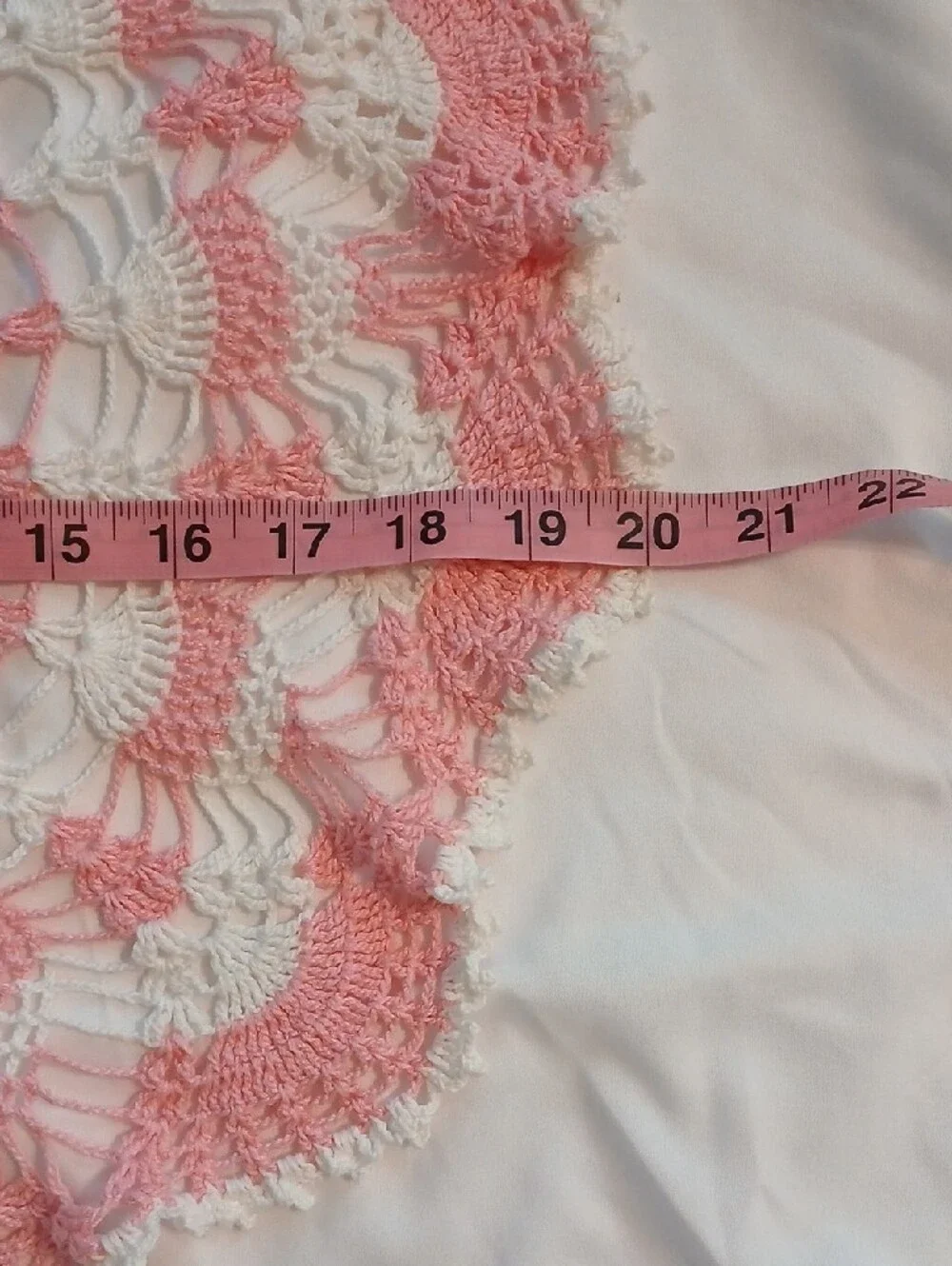 Handmade Pink & White Crochet Doily 20